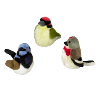 Pluche Vogel met Geluidschip  17 cm