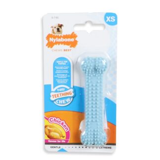 Nylabone Puppy Dental Bone xs kip Blauw