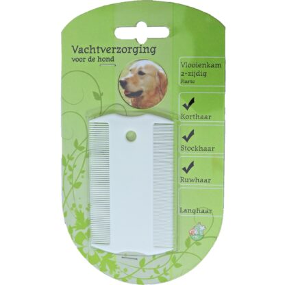 Vlooienkam 2-zijdig Plastic wit