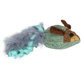 Muis Pluche+Kurk+Veren+Catnip blauw 14cm