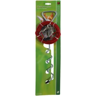 Campingset Draaipen Verzinkt 40 cm met 6 meter Staalkabel.