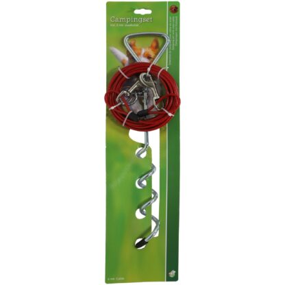 Campingset Draaipen Verzinkt 40 cm met 6 meter Staalkabel.